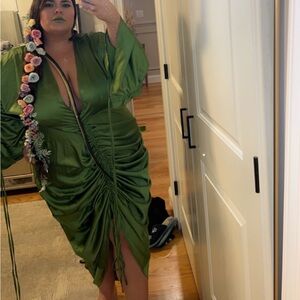 Elegant Green Ruched Dress